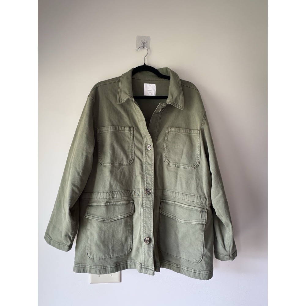 LC Lauren Conrad Olive Green Utility Field Jacket Drawstring Waist XXL